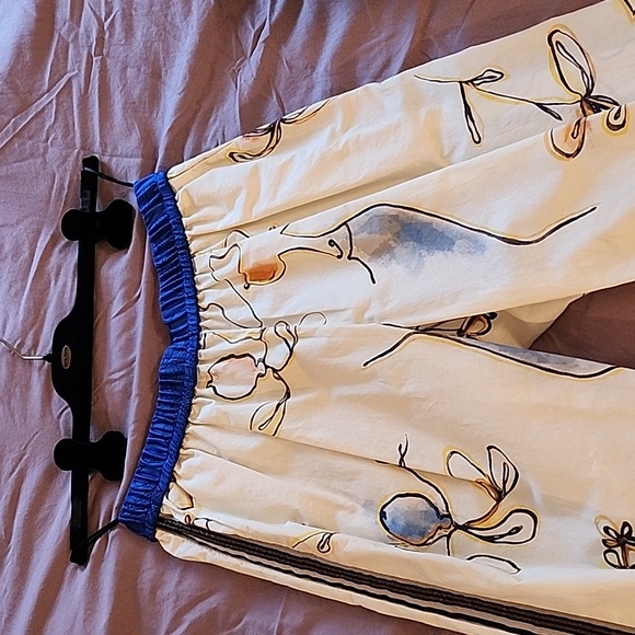 Forte_Forte designer pants, woman's face, flowers, 100% Cotton, Italian Sm/Md - Picture 2 of 13